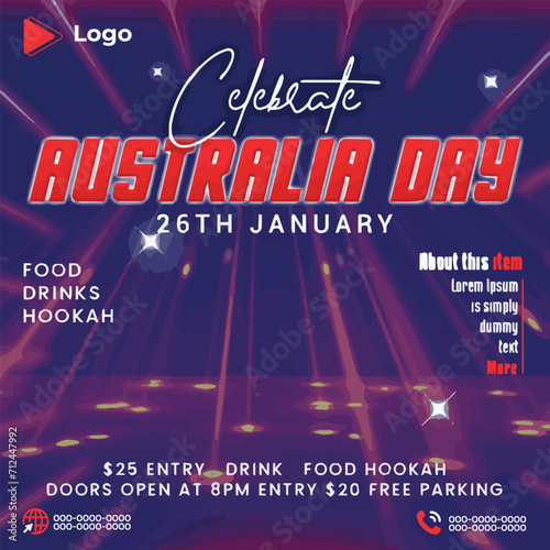 26th january australia day celebration instagram stories instagram and facebook story template | Happy australia day holiday of 26th january with australia background | Flyer concept for happy austral photo