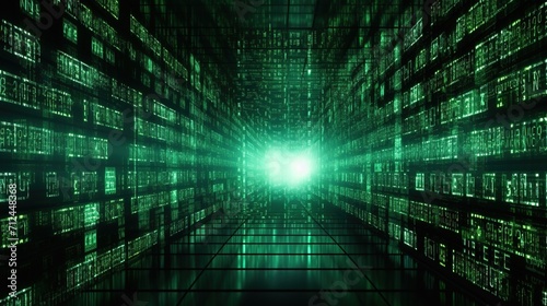 Green Digital Binary Data. Background, Code, Computer, Information, Network, Web, Coding, Futuristic 