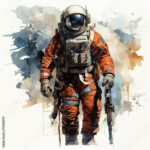 Astronaut suit. A watercolor spacesuit with a helmet. AI generate illustration