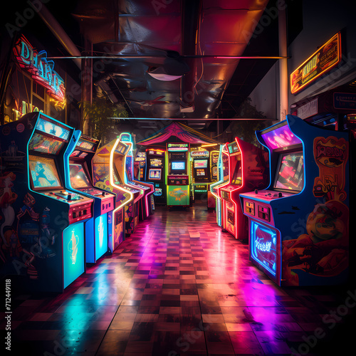 Retro arcade with neon lights 