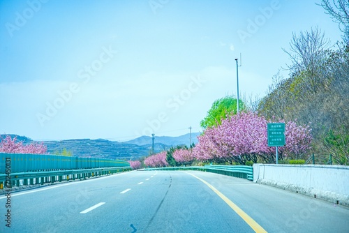 Pingliang City, Gansu Province - Road and field scenery under the blue sky photo