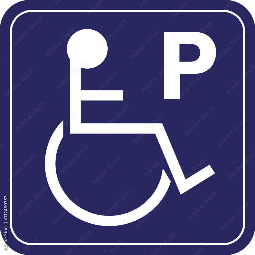 Disable Parking Sticker Vector Blue and White Disable Symbol Illustration Handicap Wheelchair Icon Disable Parking Sticker Vector Blue and White Disable Symbol Illustration Handicap Wheelchair Icon
