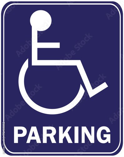 Disable Parking Sticker Vector Blue and White Disable Symbol Illustration Handicap Wheelchair Icon