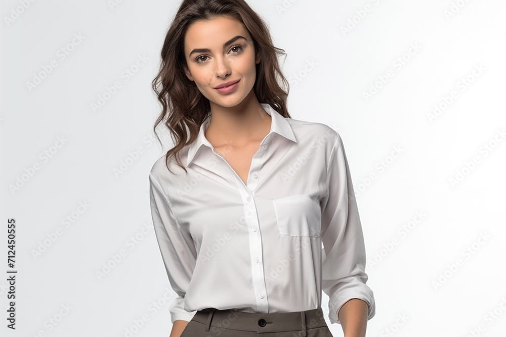 Woman in White Tshirt Mockup created with Generative AI Woman in White Tshirt Mockup created with Generative AI