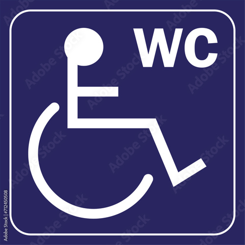 Disable WC Sticker Vector Blue and White Disable Symbol Illustration Handicap Wheelchair Icon