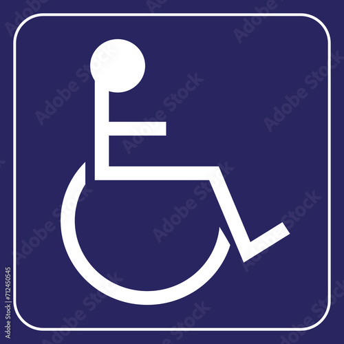 Disable Sticker Vector Blue and White Disable Symbol Illustration Handicap Wheelchair Icon