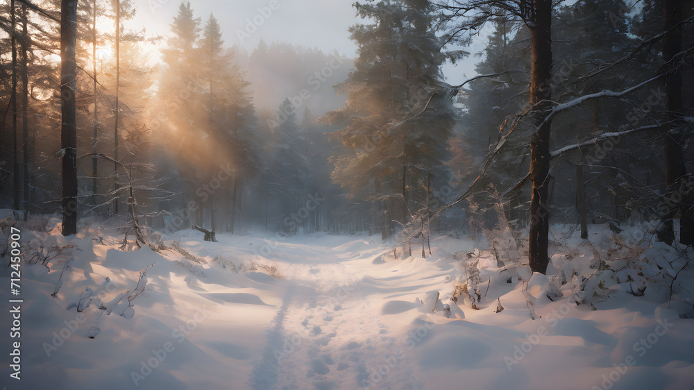 Fototapeta premium landscape with snow