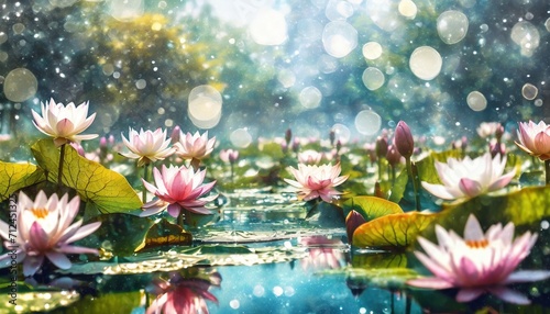 lotus or waterlily flower with bokeh background © Nu Ai generated imag