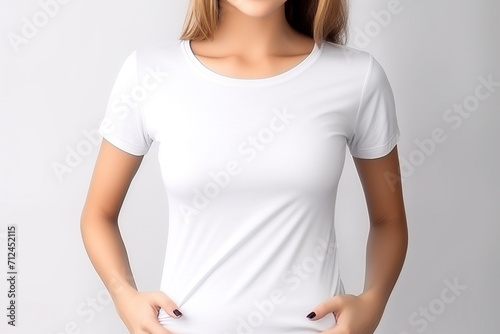 Woman in White Tshirt Mockup created with Generative AI