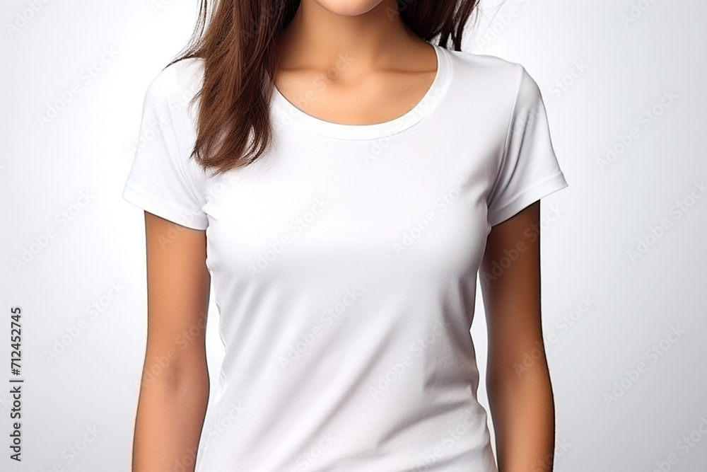 Woman in White Tshirt Mockup created with Generative AI Woman in White Tshirt Mockup created with Generative AI
