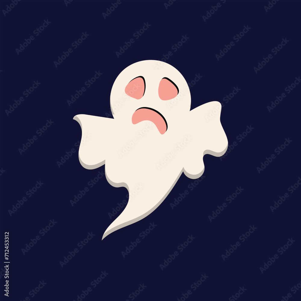 Happy Halloween day element background vector. Cute collection of spooky ghost, pumpkin, bat, candy, cat, skull, spider, grave, castle.