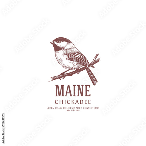 Chickadee Maine State Bird Logo