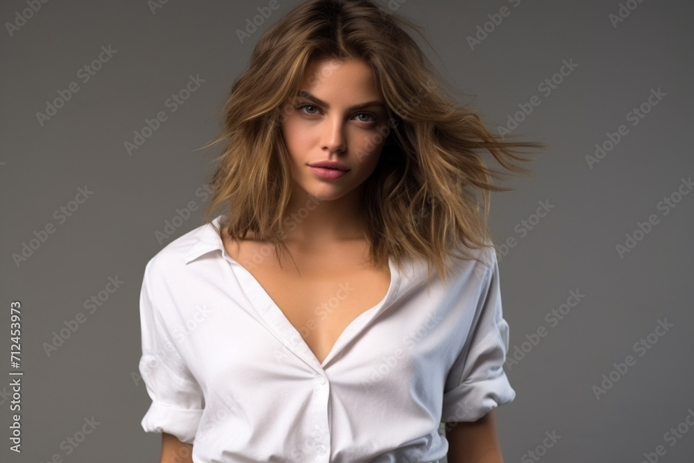 Woman in White Tshirt Mockup created with Generative AI Woman in White Tshirt Mockup created with Generative AI