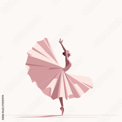 Ballerina in a pink tutu dancing. Vector illustration  ballet dance performer  tiptoe  generative ai