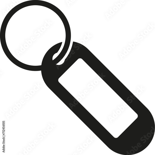 Plastic keyring and empty label icon. Vector. Flat design.	