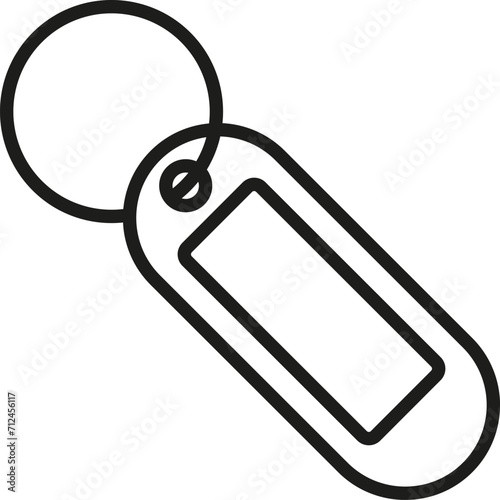 Plastic keyring and empty label icon. Vector. Line style.