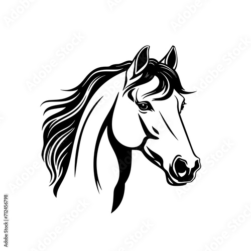 Beautiful white horse portrait on black background 