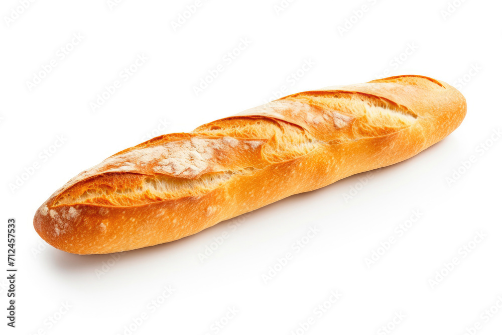 Freshly Baked Baguette on Pure White