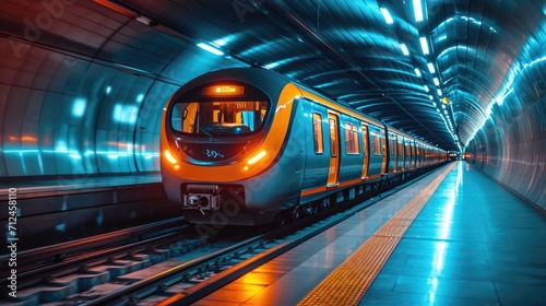 photo of a train arriving at a modern station