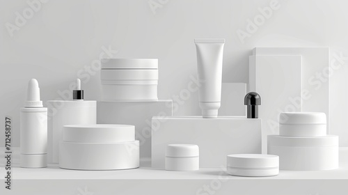 Elevate your brand with our blank white cosmetic skincare and makeup containers. Perfect for customizable and sleek packaging options. Generative AI