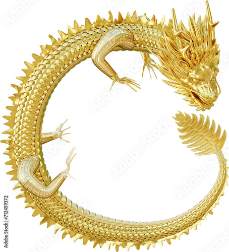 Chinese Golden Dragon for Power and Success. Year of Dragon.