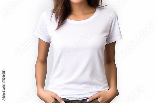 Woman in White Tshirt Mockup created with Generative AI