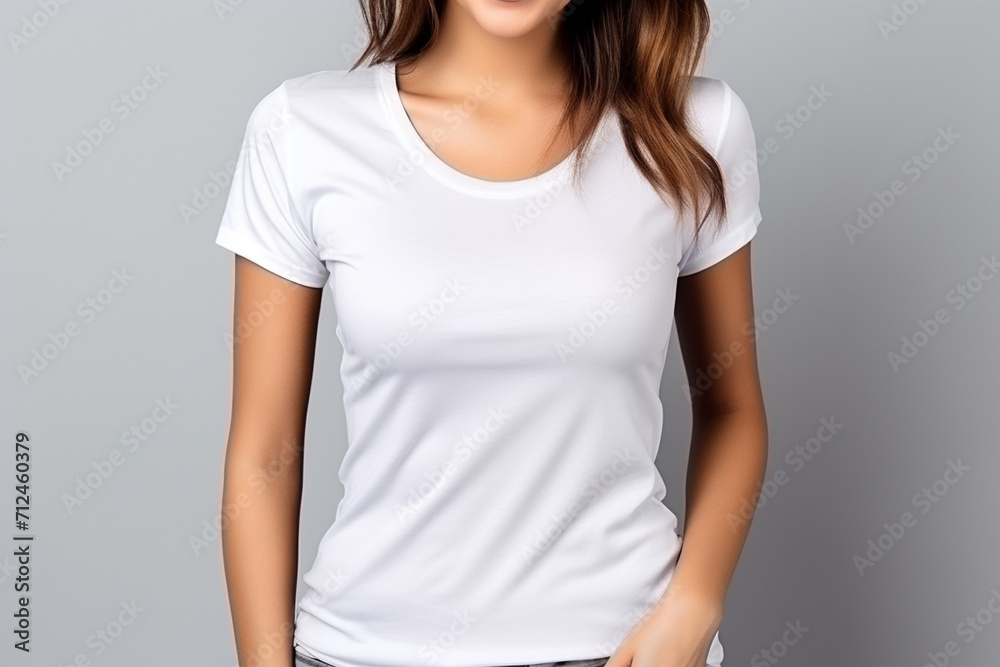 Woman in White Tshirt Mockup created with Generative AI
