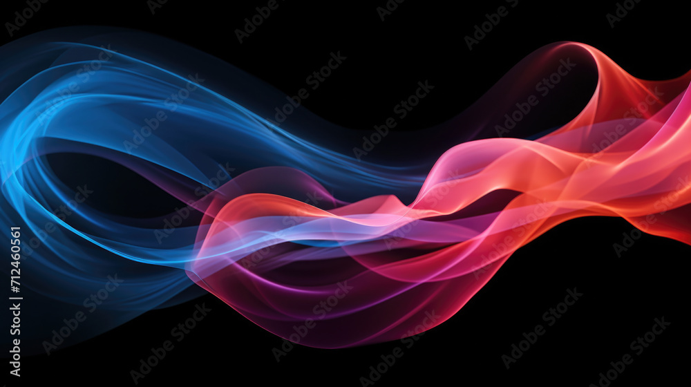 Obraz premium Black Background with Red and Blue Wave