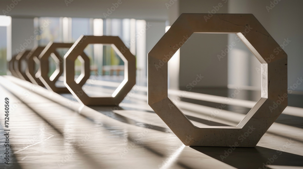Hexagons on Wooden Floor Hexagons on Wooden Floor