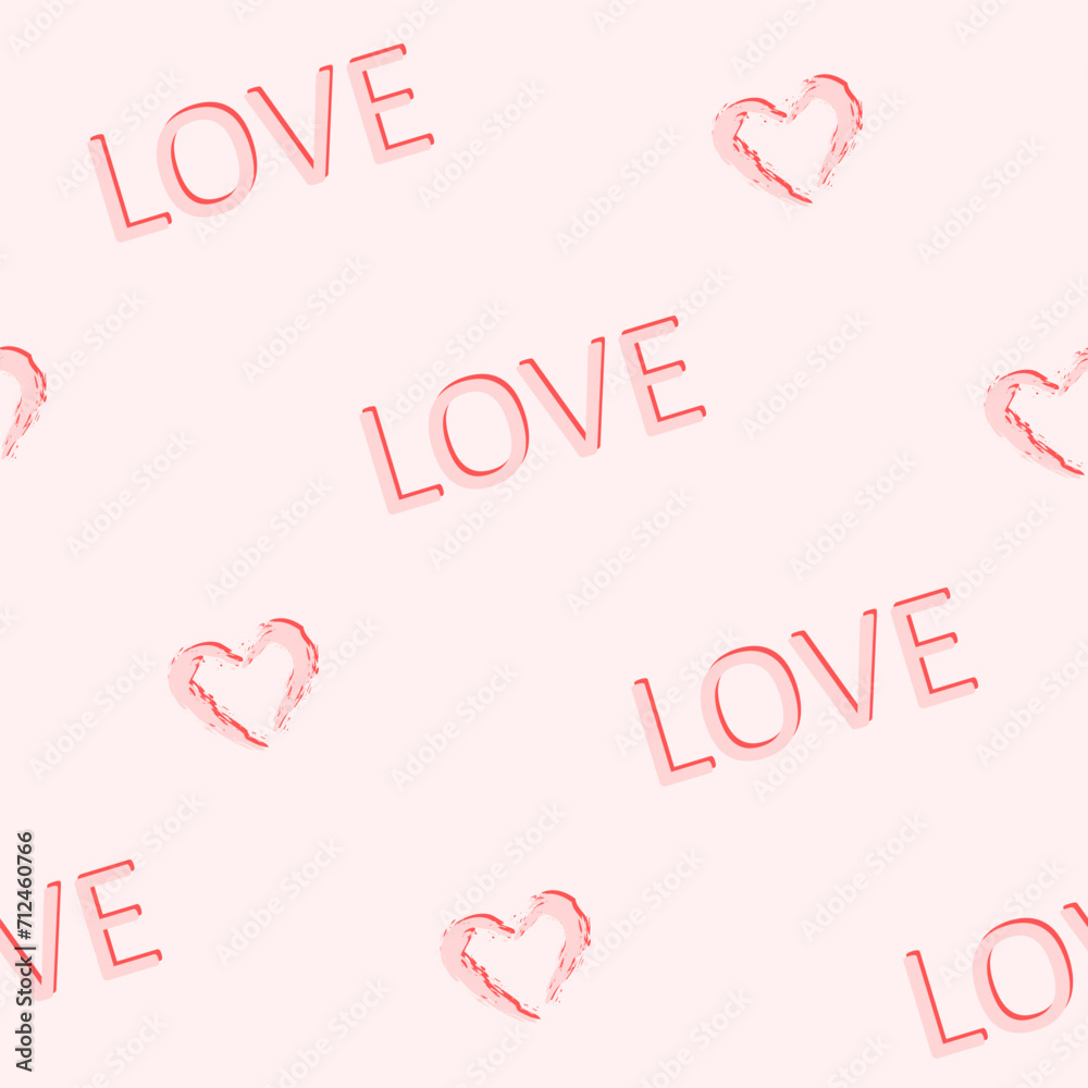 Vector illustration. Seamless pattern, Happy Valentine's Day, Pink background with hearts, love, happiness, templates, cards, wallpapers, for website, brochure, advertisement, social media