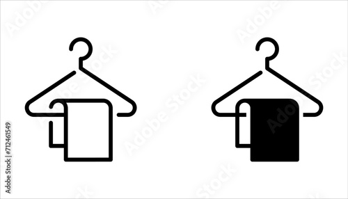Clothes hanger icon set on white background
