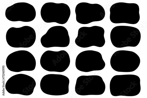 Abstract Forms Shapes Vector Set Black Element for Design. Liquid Drop Paint Ink Education Business Art Copy for Text Box Speech Word Logo Icon Sticker Label Circle Rectangle 