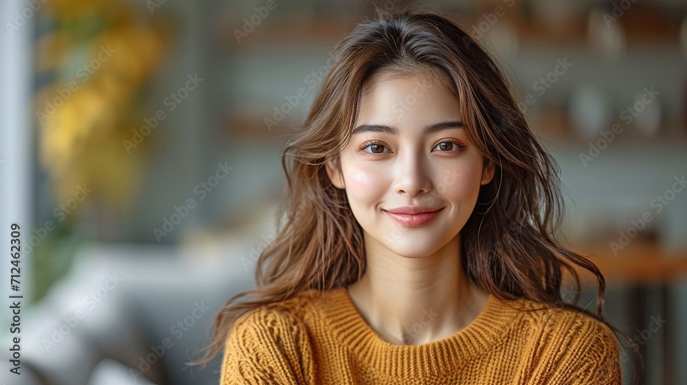 picture of a contented, relaxed, and grinning beauty Asian lady pointing pointer at advertisement banner copyspace to introduce new product picture of a contented, relaxed, and grinning beauty Asian lady pointing pointer at advertisement banner copyspace to introduce new product