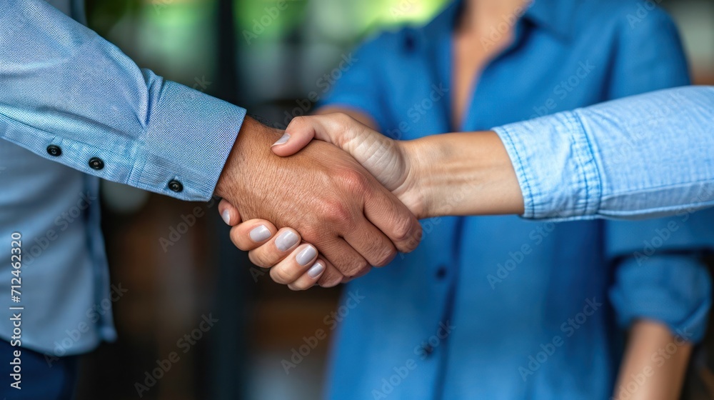 Close Up of Two People Shaking Hands Business Deal Concept Generative AI