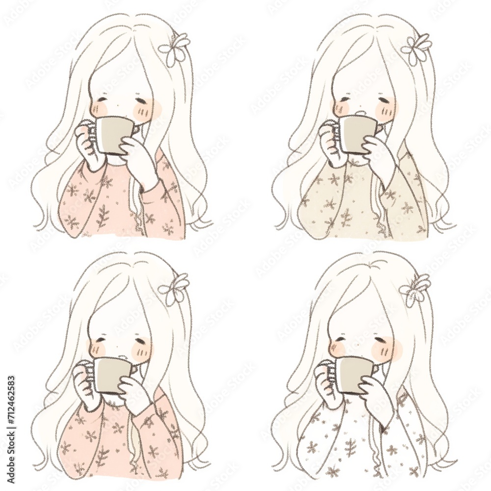 Cozy Moments: Women Savoring Coffee in Illustration Cozy Moments: Women Savoring Coffee in Illustration