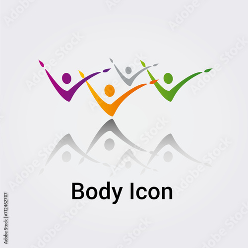 Illustration Corps Silhouette isolée Icône Illustration Couleurs graphique Symbole Nature, Sports et Fitness Solidarité Amour Aide, Logo pour entreprise