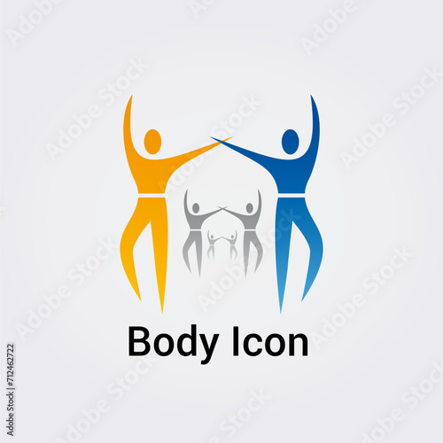 Illustration Corps Silhouette isolée Icône Illustration Couleurs graphique Symbole Nature, Sports et Fitness Solidarité Amour Aide, Logo pour entreprise