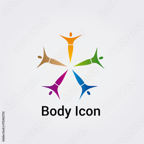 Illustration Corps Silhouette isolée Icône Illustration Couleurs graphique Symbole Nature, Sports et Fitness Solidarité Amour Aide, Logo pour entreprise