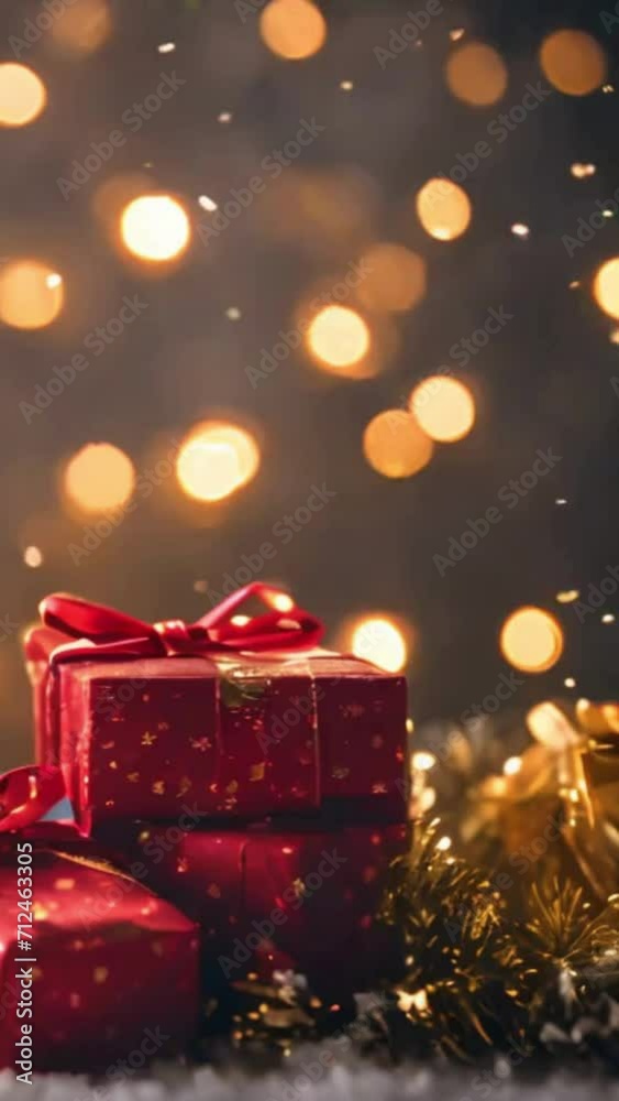 christmas gift box with candles, 4k animated vertical video christmas gift box with candles, 4k animated vertical video