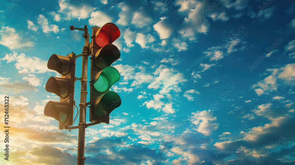 Green and Red Traffic Light - obrazy, fototapety, plakaty 