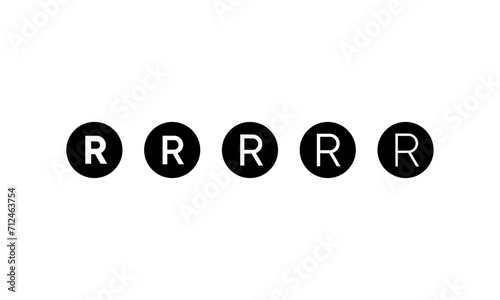 Trademark copyright symbol logo. Trade mark sign circle intellectual legal property register icon