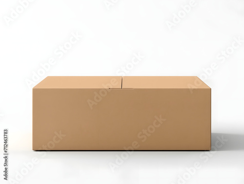 3D blank cardboard box mockup isolated on a white background © tanjidvect