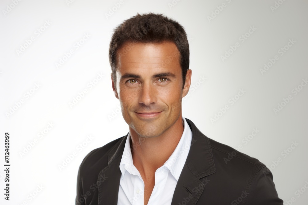 Portrait of a handsome young man in a black jacket on a gray background Portrait of a handsome young man in a black jacket on a gray background