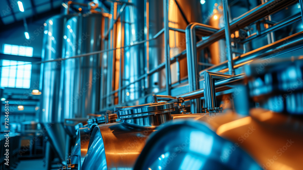 Rows of pipes, Pipes stainless steel brewing equipment, large ...