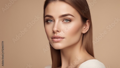 Beauty woman portrait. Beautiful spa model girl with perfect fresh clean skin. Youth and skin care
