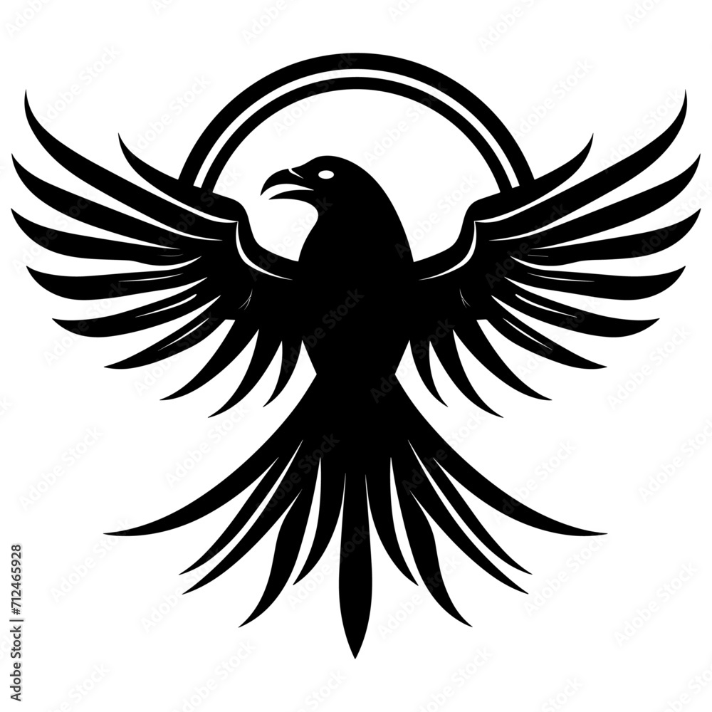 A Raven with open wings. Crow wisdom symbol. Traditional ancient Celtic sacred pattern. Sign of Vikings, generative ai.