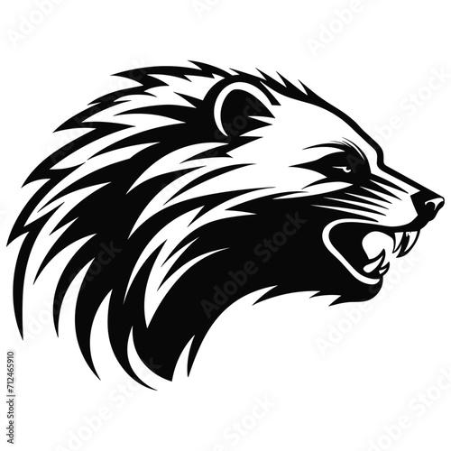 vintage lion logo line art concept black and white color, generative ai.