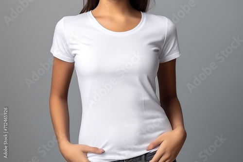 Woman in White Tshirt Mockup created with Generative AI