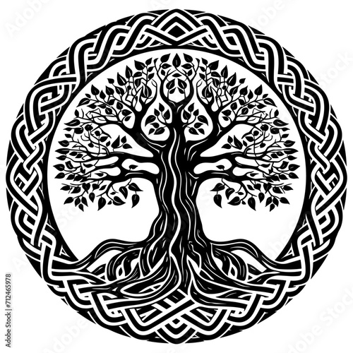 Yggdrasil tree, vector isolated on white background, generative ai, vector illustration