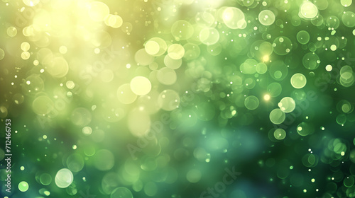 Green bokeh background, Spring background, abstract banner green blurred bokeh lights, Ai generated image 